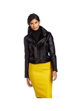 Rebecca Minkoff Wolf Jacket Black Leather Motorcycle 100% Lambskin Like New S